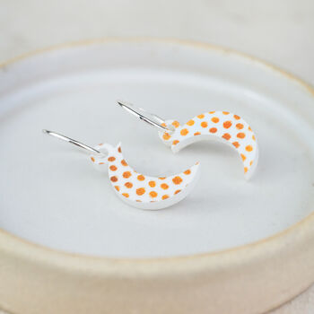 Sterling Silver And Acrylic Gold Dotty Charm Hoops, 3 of 7