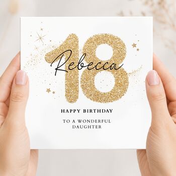 Gold Glitter Birthday Card, Any Age Birthday Card For Him Or Her, 3 of 4