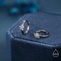 Clear Cz Flower Huggie Hoop Earrings In Sterling Silver, thumbnail 1 of 11