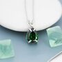Sterling Silver Emerald Green Pear Cut Cz Necklace, thumbnail 3 of 12