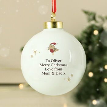 Personalised Initial Little Robin Bauble, 4 of 9