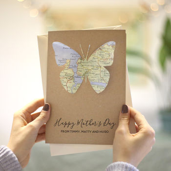 Personalised Map Butterfly Mother's Day Card, 6 of 7