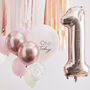 Pink And Rose Gold Gold First Birthday Balloons Bundle, thumbnail 1 of 3
