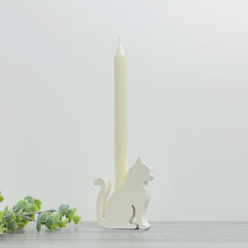 White Cat Candle Holder Cat Gift, 3 of 8