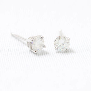 Mini Sterling Silver Moissanite Diamond Stud Earrings, 3 of 5