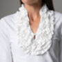 Katiana White Frill Neckline Cotton Jersey Shirt, thumbnail 3 of 4
