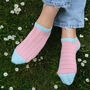 Grid Cream And Dash Pink Women's Trainer Socks Bundle, thumbnail 2 of 8