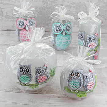 Owl Figure, Owls Couple Ball, Pillar, Tea Light Candles, 4 of 10