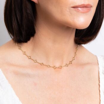9ct Gold Quatrefoil Station Link Necklace, 7 of 7