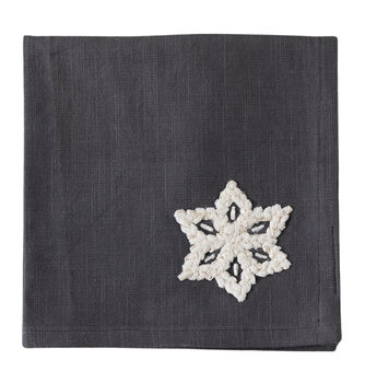 Set Of Four Grey Snowflake Napkins, 3 of 3