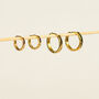 Set Of Two Essential Everyday Flat Huggie Hoops – 18 K Gold Plated, thumbnail 2 of 2