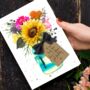 Personalised Sunflower Hand Painted Watercolour Birthday Card For Her, thumbnail 1 of 6