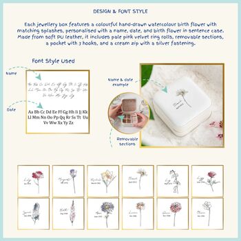 Personalised Birth Flower Jewellery Travel Case, 2 of 11