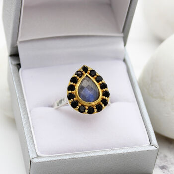 Labradorite And Black Spinel Cocktail Ring, 4 of 8