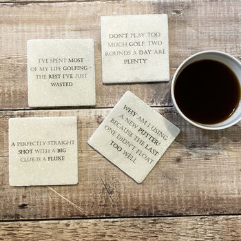 Set Of Four Marble Famous Golf Quotes Coasters, 5 of 5