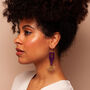 Velma – Purple Chain And Brass Fan Art Deco Acrylic Statement Dangle Earrings, thumbnail 4 of 6