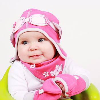 Baby Girl Aviator Hat, Bib And Gloves Set, 2 of 3