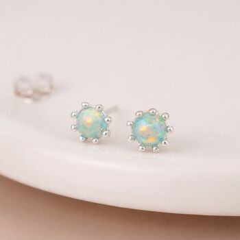 Sterling Silver Green Opal Micro Stud Earrings – 4mm, 4 of 10
