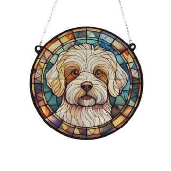 Bichon Frise Stained Glass Effect Suncatcher, 2 of 3