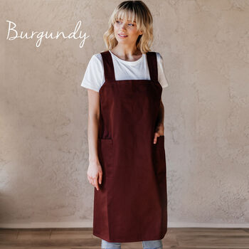 Cotton Crossover Pinafore Apron With Pockets, 10 of 12
