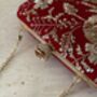 Red Handcrafted Velvet Clutch Bag, thumbnail 9 of 10