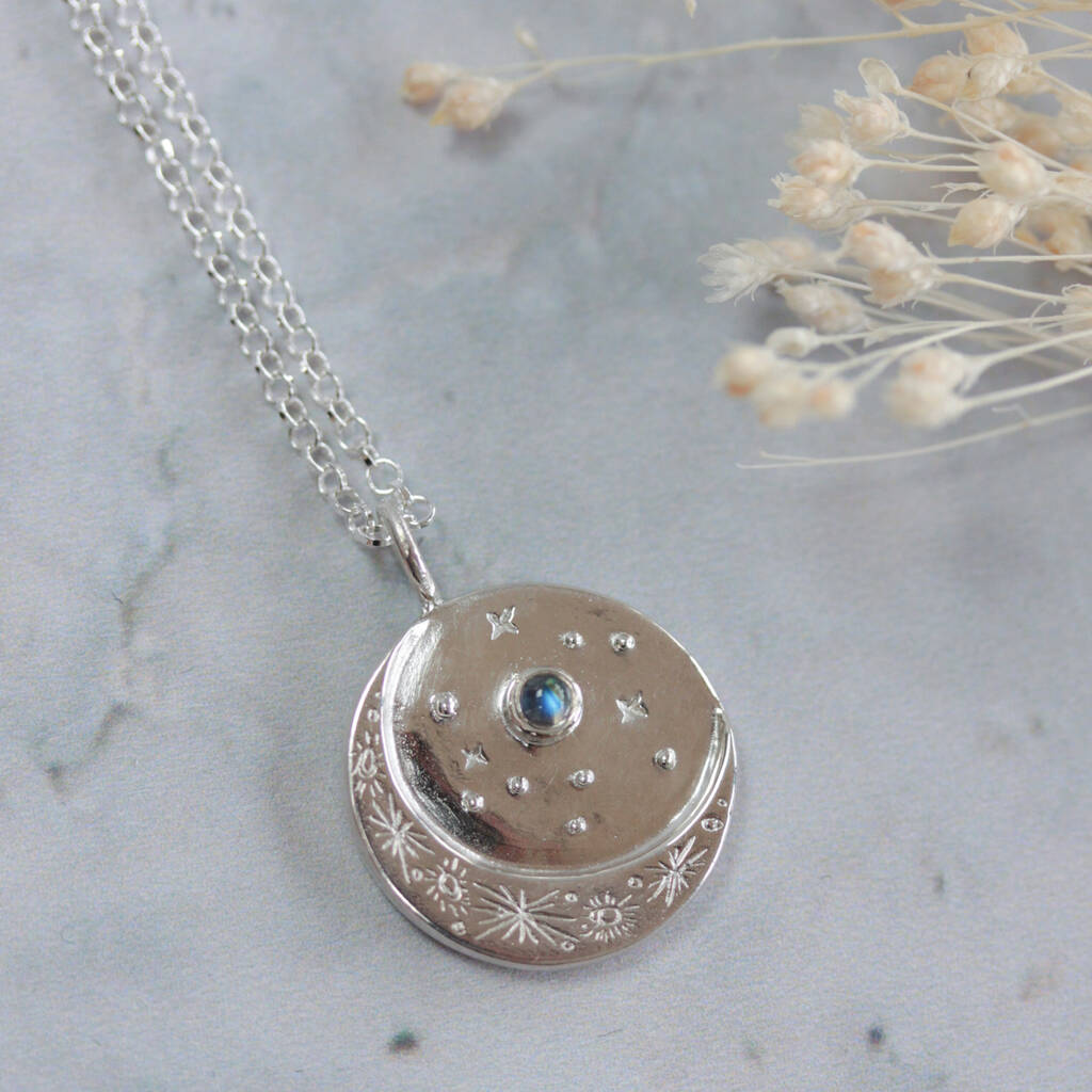 Moonstone Moon And Star Necklace By Erica Jewellery