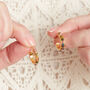 Mulitcoloured Tourmaline Beaded Gold Vermeil Hoop Studs, thumbnail 3 of 7