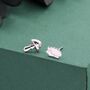 Mismatched Mushroom And Hedgehog Stud Earrings In Sterling Silver, thumbnail 3 of 10