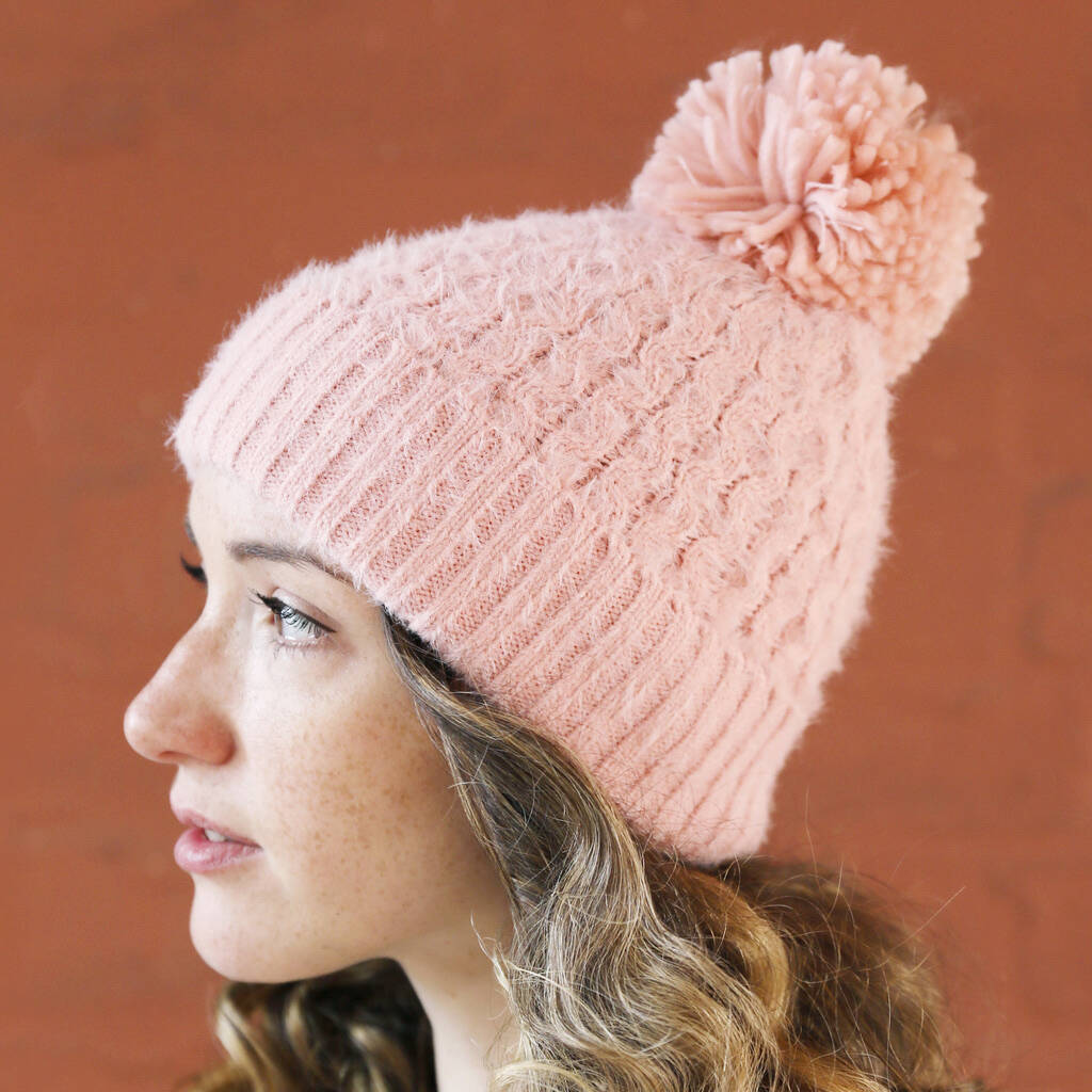 Soft Knit Bobble Hat In Pink By Lisa Angel | notonthehighstreet.com