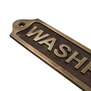 Polished Brass Washroom Plaque Sign, 3 of 12