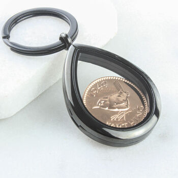 70th And 80th Birthday Teardrop Glass Farthing Keyring, 3 of 8