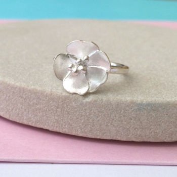 Sterling Silver Buttercup Flower Ring, 8 of 12