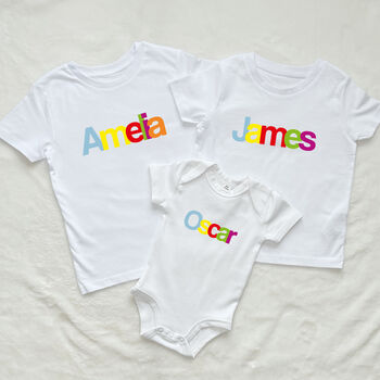 Personalised Multicoloured Set Of Three Kids T Shirts, 3 of 4
