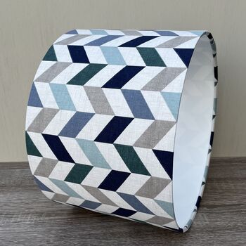 Phoenix Mineral Blue Geometric Print Drum Lampshades, 2 of 8