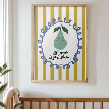 Let Your Light Shine Pear Nursery Print, 4 of 8