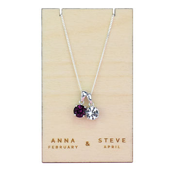 Couples Birthstone Sterling Silver Necklace Pendant, 5 of 7