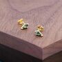 Natural Kite Cut Moss Agate Stud Earrings In Sterling Silver, thumbnail 3 of 8