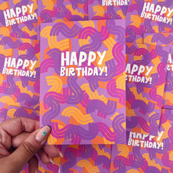 Colourful 'Happy Birthday' Purple Pattern Card, 3 of 6