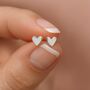 Tiny Sterling Silver Heart Stud Earrings, thumbnail 3 of 8