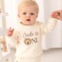 Personalised Embroidered Lion 'One' First Birthday Sweatshirt Jumper, thumbnail 1 of 6
