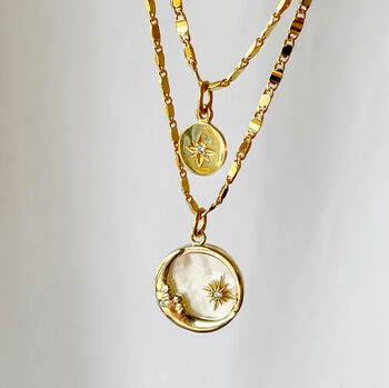 Mother Of Pearl Moon Gold Vermeil Necklace, 3 of 8