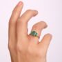 Yellow Gold Octagon Emerald And Diamond Trilogy Ring, thumbnail 1 of 6
