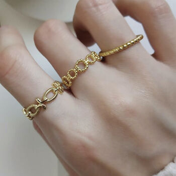 14 K Gold Chain Link Ring Stacking, 6 of 9