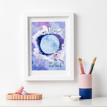 Moon And Stars Personalised Nursery Room Print, 3 of 4