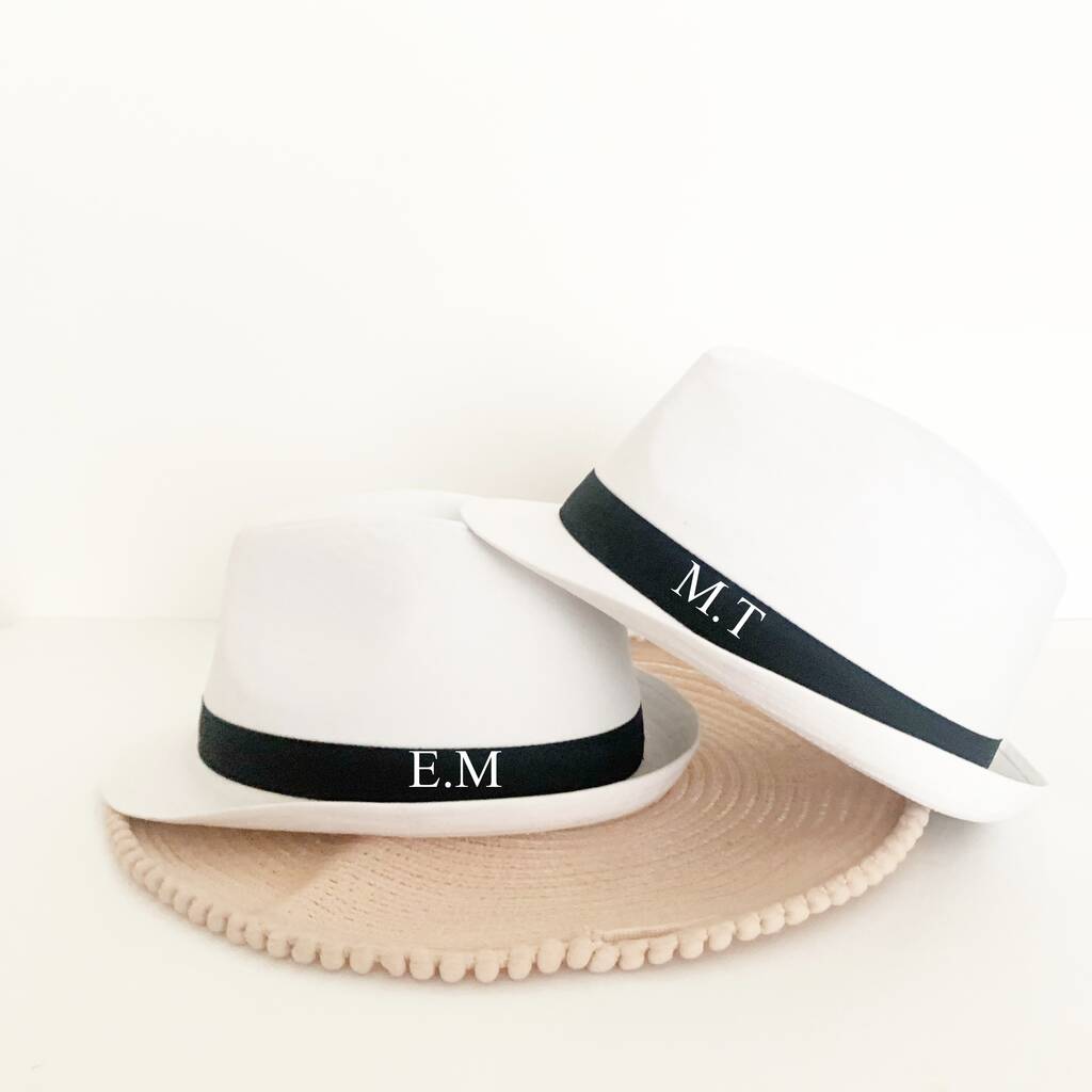 Personalised White Fedora Hat By 