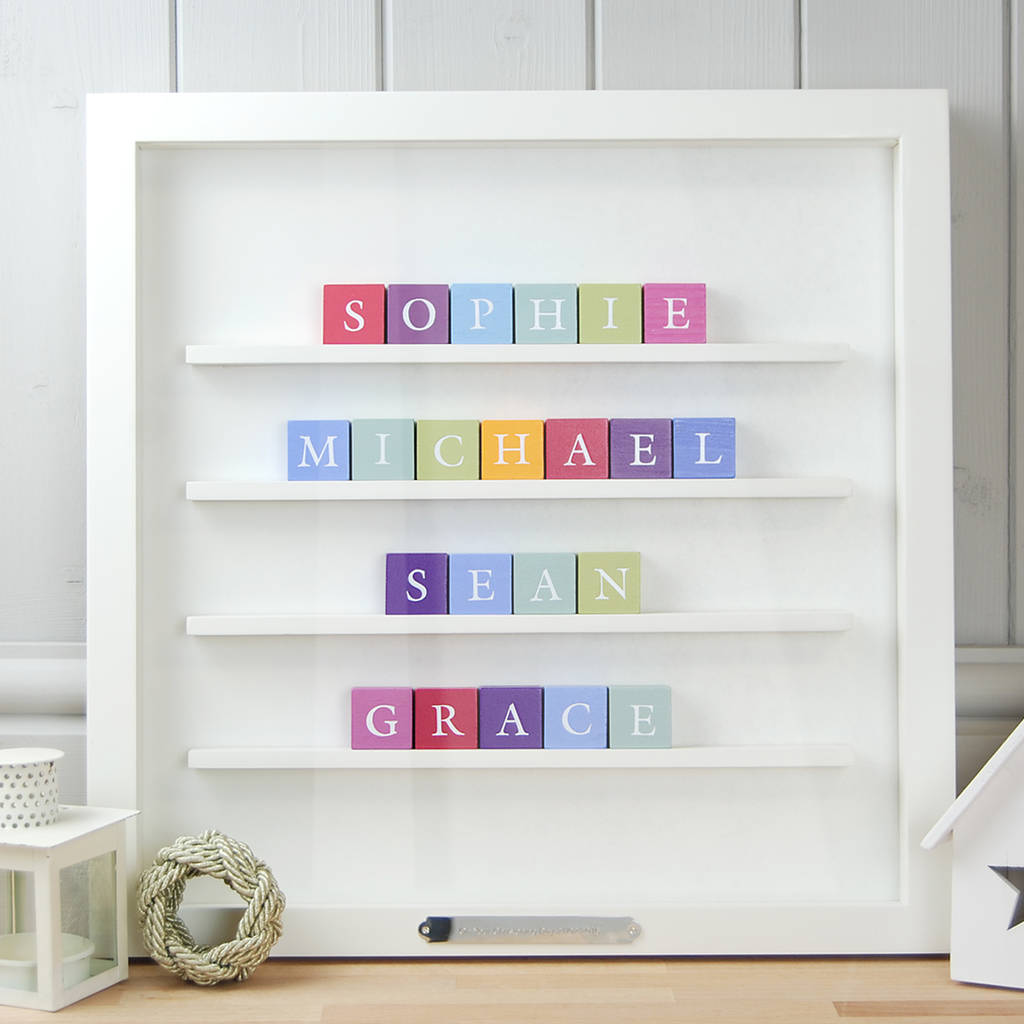 Personalised Four Names Family Alphabet Block Frame, 1 of 3