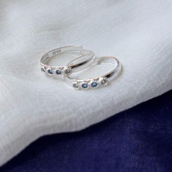 Pure Silver Blue Stone Bichiya Slim Toe Ring, 4 of 5