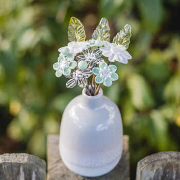 Grey Glitter Glass Flowers With Grey Ceramic Vase, 3 of 10