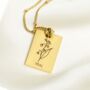 Personalised Rectangle Tag Birth Flower Necklace, thumbnail 9 of 12