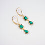Emerald Green Deco Drop Earrings, thumbnail 2 of 5